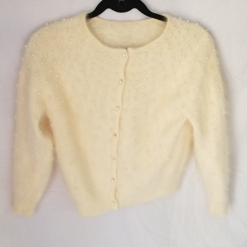 Vintage Pearl Cashmere/ Angora Cardigan